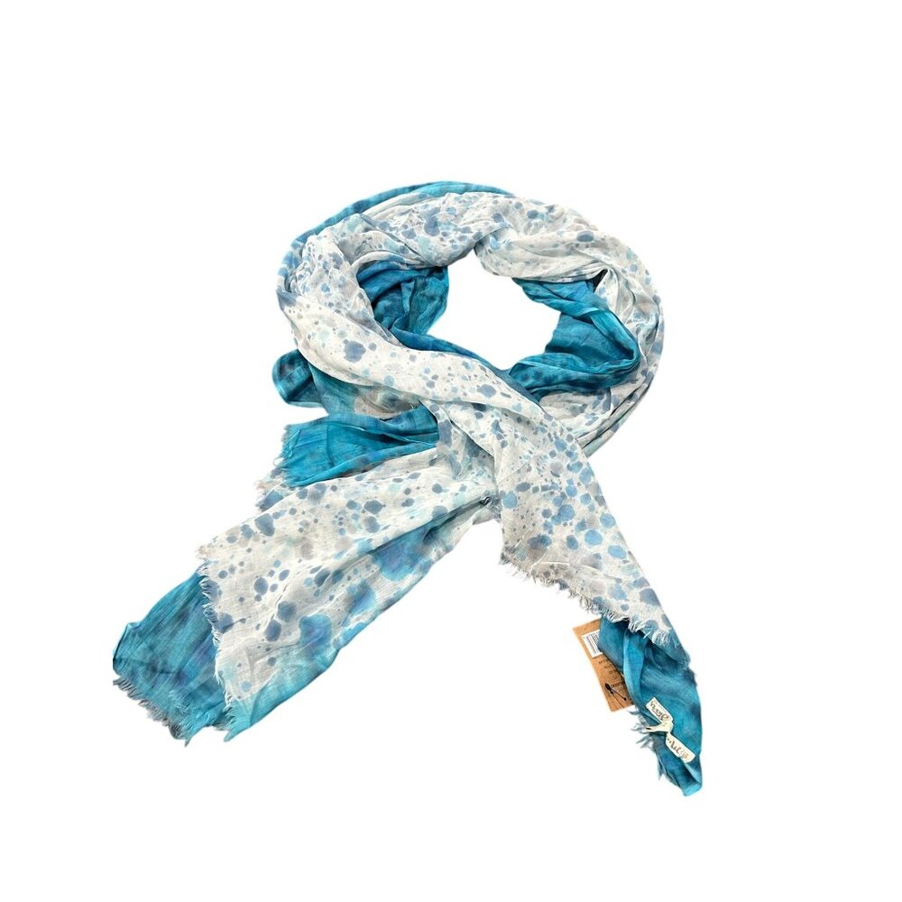 Michael Stars NEW Painted Rain Scarf 100% Cotton One Size Blue White